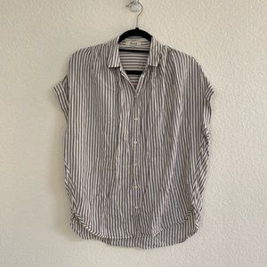 Madewell Blue Striped Oversized Button Down Shirt Size XS